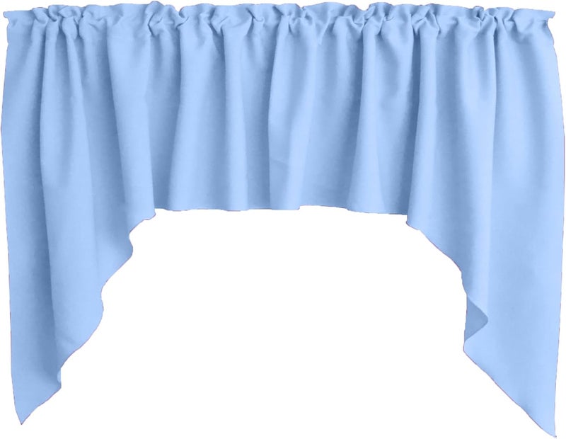 Zen Creative Designs Solid Poplin Swag Window Valance Home Décor Bedroom Nursery Kitchen Window (Light Blue) - Image 1